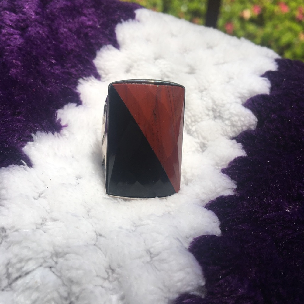 Stainless Steel Statement Ring with Black/Brownish